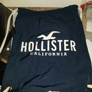 Hollister drawstring back pack  BAG BLUE & white